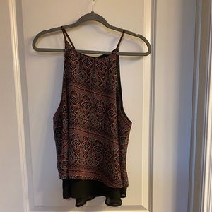 Black and pink flowy chiffon tank